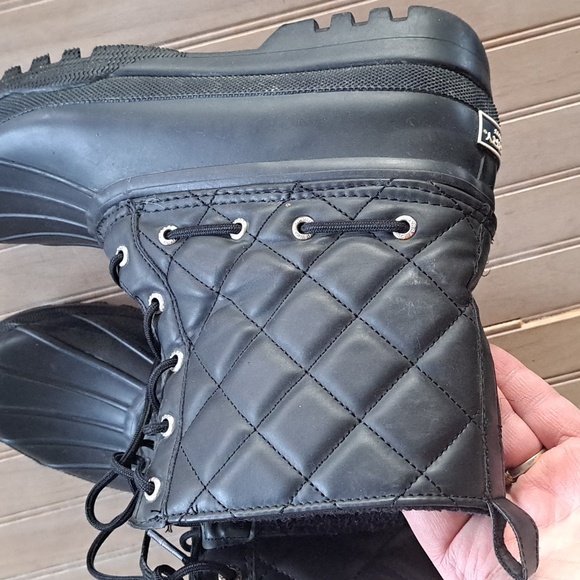 Sperry Quilted Duck Boots Top Sider Blk Waterproof Lace Up Insulated Comfy - Picture 10 of 10